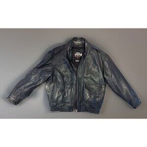 Vintage Cooper Leather Bomber Jacket Mens size Large Black Pilot